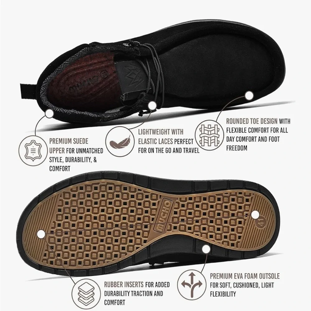 Mucho Mahalo KONA & Chukka Men's Loafers Slip-On Business Casual Shoes Black 8
